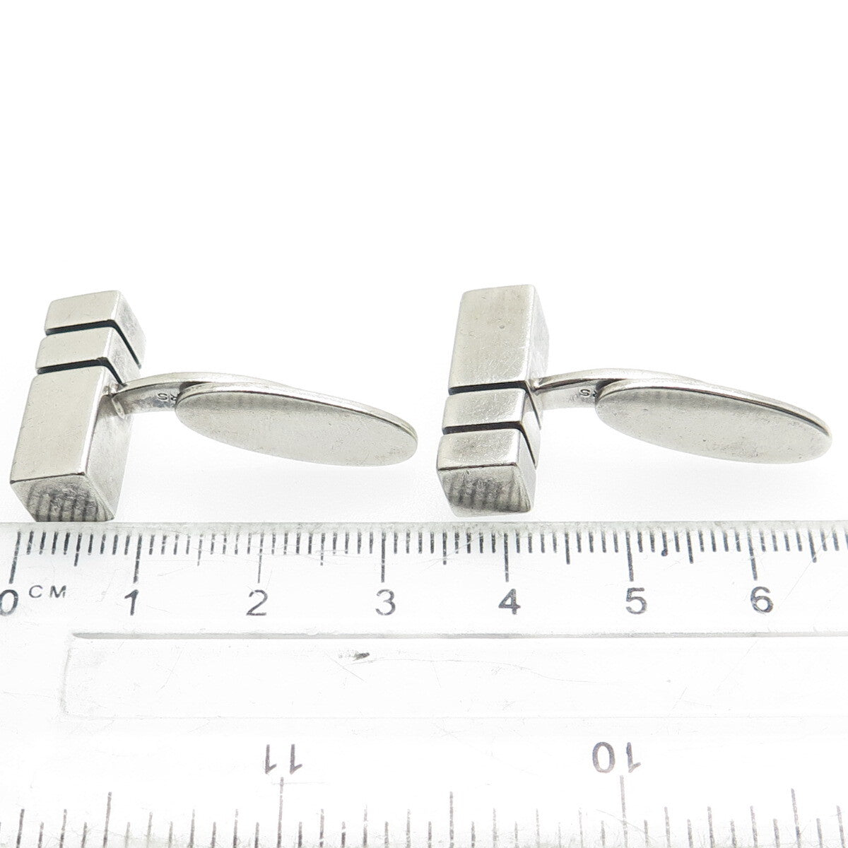 RANDERS SOLVVAREFABRIK Sterling Silver Vintage Denmark Modernist Bar Cufflinks