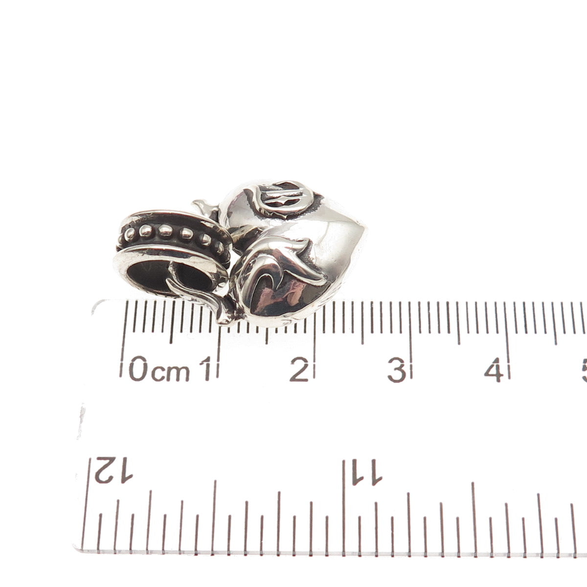 Chrome Hearts 925 Sterling Silver Vintage Heart Oxidized Pendant