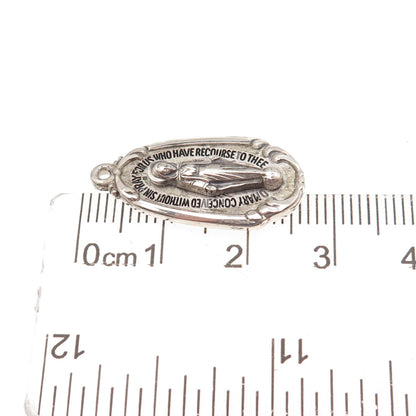 Creed 925 Sterling Silver Vintage St. Mary Miraculous Oxidized Charm Pendant
