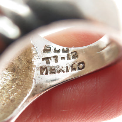 925 Sterling Silver Vintage Mexico Modernist Wavy Ribbed Dome Ring Size 6