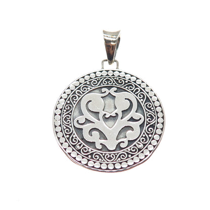 925 Sterling Silver Vintage Floral Dotted Charm Pendant