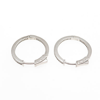 925 Sterling Silver Round-Cut C Z In & Out Hoop Earrings