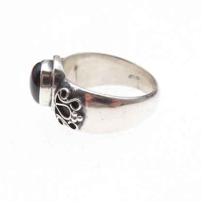 925 Sterling Silver Vintage Real Rhodolite Oxidized Ring Size 8.25