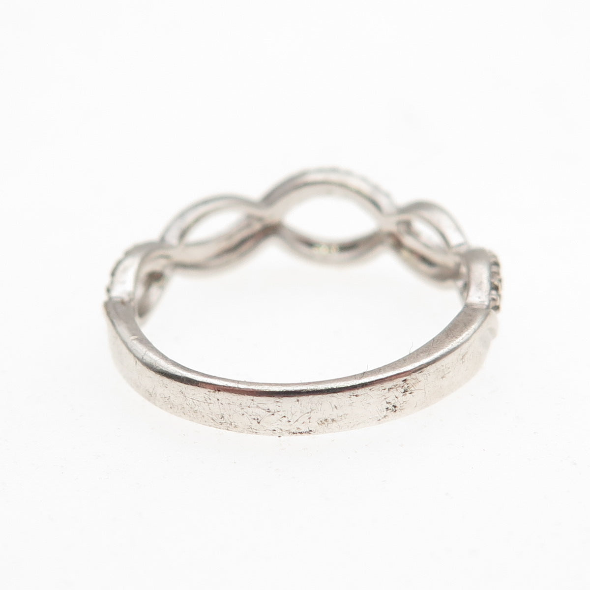Ross Simons 925 Sterling Silver Real Diamond Accent Infinity Woven Ring Size 6