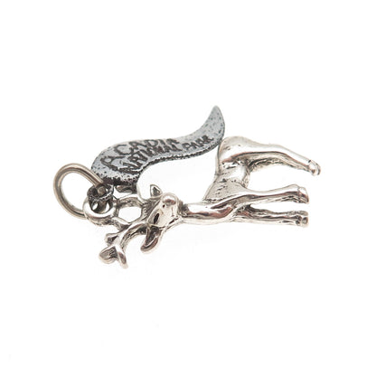 925 Sterling Silver Vintage Acadia National Park Deer Oxidized Charm Pendant