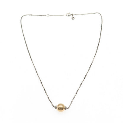 David Yurman Sterling Silver 18K Gold Real Diamond Solari Chain Necklace 16-18"