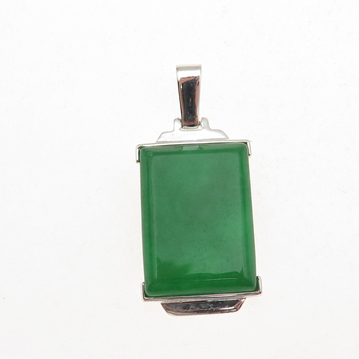 925 Sterling Silver Vintage Real Jade Charm Pendant