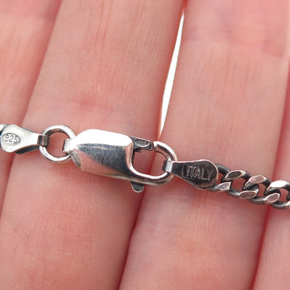 925 Sterling Silver Vintage Italy Oxidized Curb Chain Necklace 16"