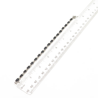 Michelle Albala 925 Sterling Silver Real Diamond Accent Sapphire Bracelet 7.25"