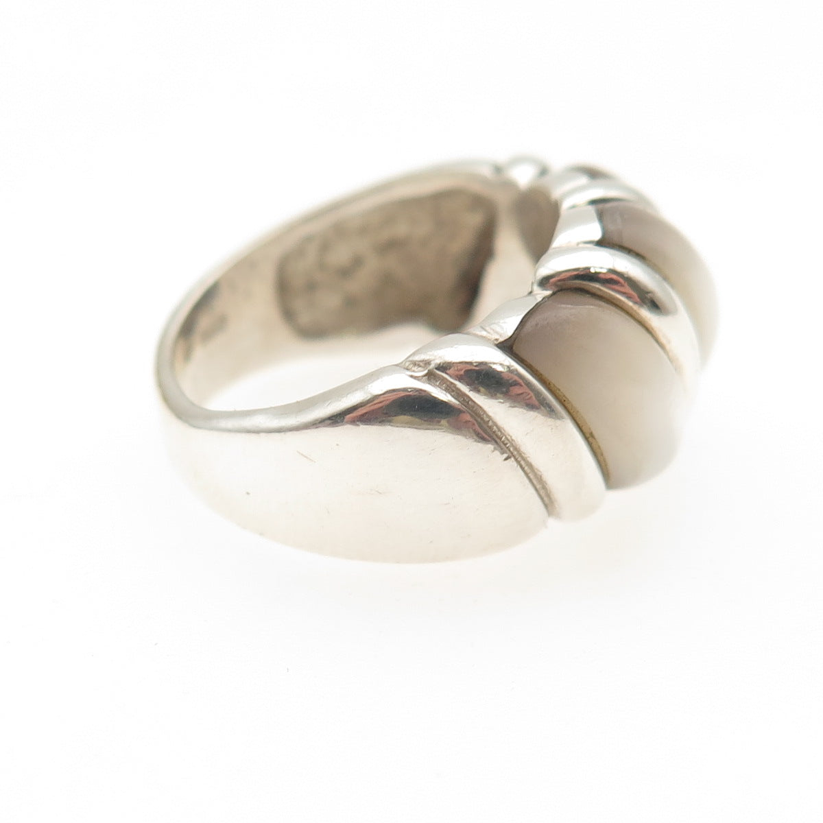 KABANA 925 Sterling Silver Vintage Real MOP Modernist Ring Size 5