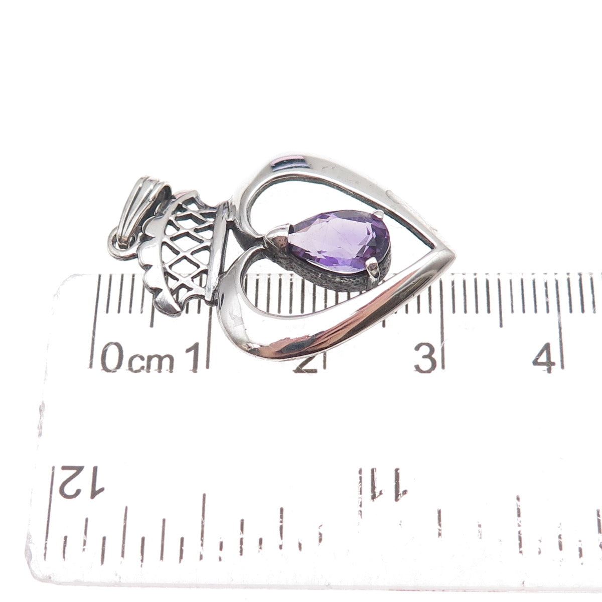 925 Sterling Silver Vintage Real Amethyst Scottish Luckenbooth Charm Pendant