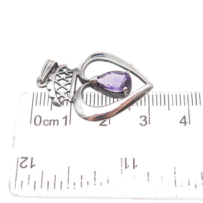 925 Sterling Silver Vintage Real Amethyst Scottish Luckenbooth Charm Pendant