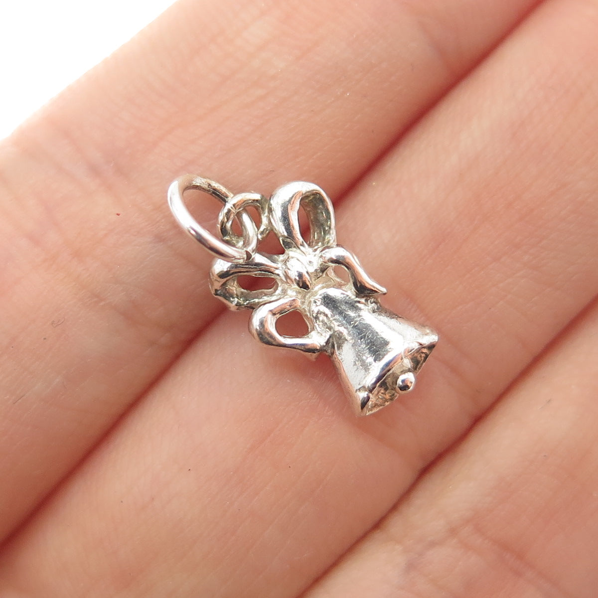 WALDECK 925 Sterling Silver Vintage Bow Bell Minimalist Charm Pendant