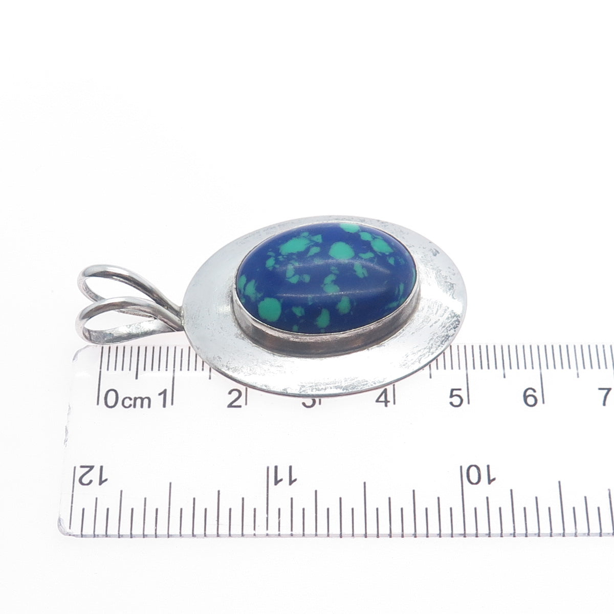 LAMBERT LIVINGSTON NAVAJO Old Pawn 925 Sterling Silver Vintage Azurite Pendant