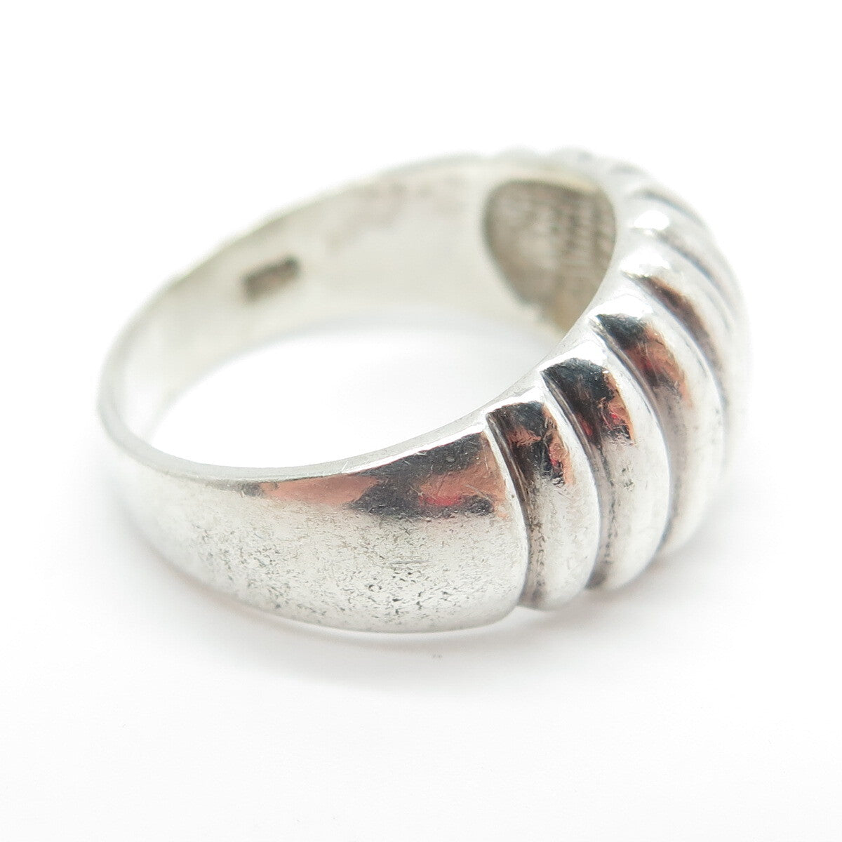 925 Sterling Silver Vintage Ribbed Ring Size 8.5