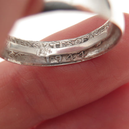 900 Silver Antique 1944 Washington Quarter Dollar Coin Band Ring Size 7