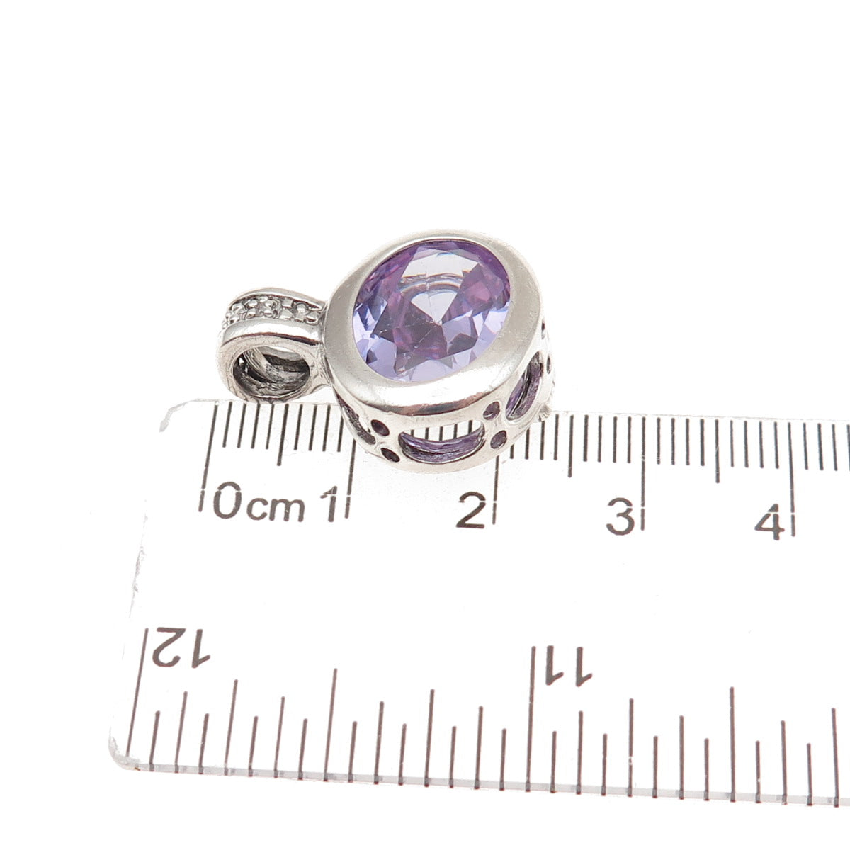 Ken Craft 925 Sterling Real Diamond Accent Lavender C Z Interchangeable Pendant