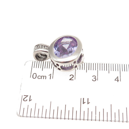 Ken Craft 925 Sterling Real Diamond Accent Lavender C Z Interchangeable Pendant