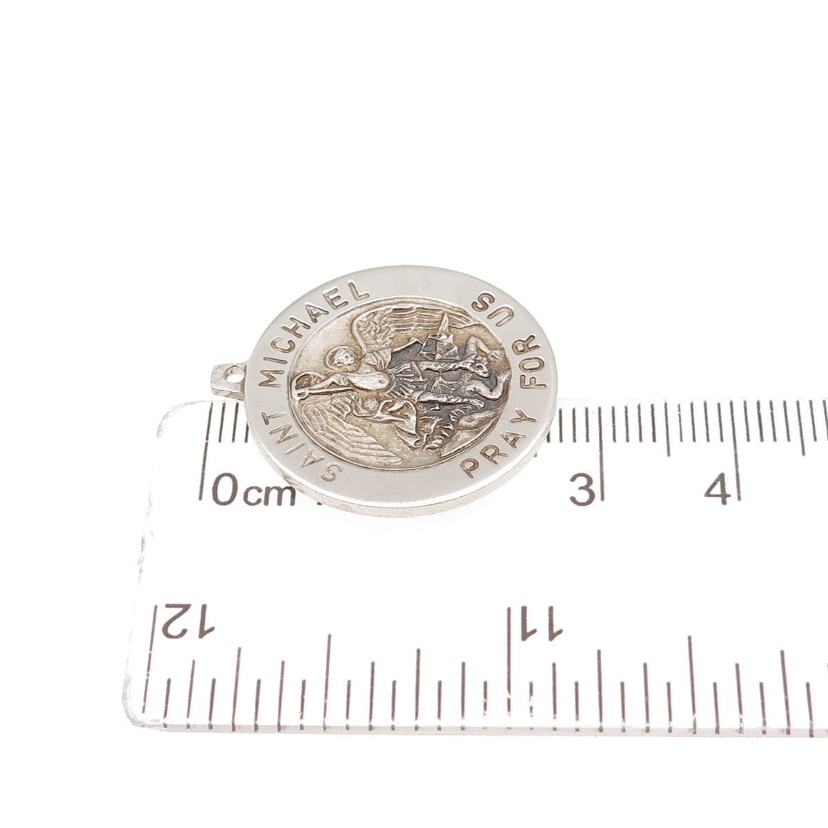 925 Sterling Silver Vintage Italy St. Michael Religious Tag Charm Pendant