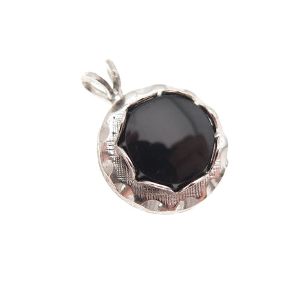 DCE Curtis Sterling Silver Antique Art Deco Real Black Onyx Mini Charm Pendant
