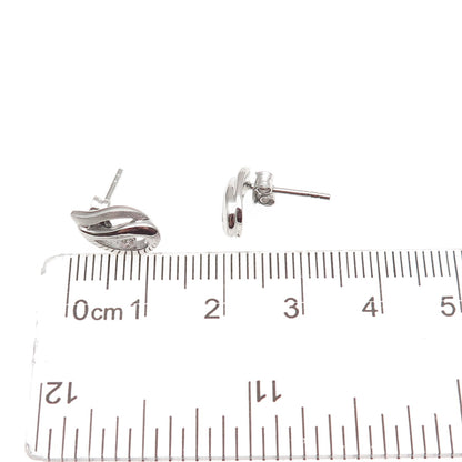 925 Sterling Silver Round-Cut C Z Flame Stud Earrings