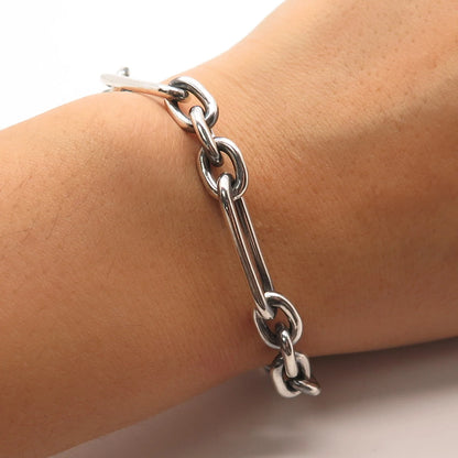925 Sterling Silver Vintage Toggle Clasp Figaro Link Bracelet 7.25"