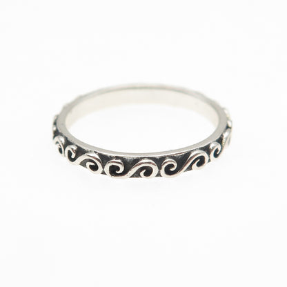 925 Sterling Silver Vintage Swirl Stackable Oxidized Band Ring Size 5.5