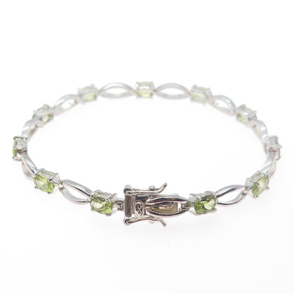 DBJ DEE BERKLE 925 Sterling Silver Vintage Real Round-Cut Peridot Bracelet 7.25"