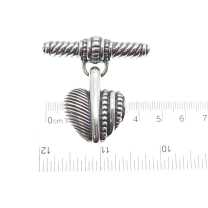 JUDITH RIPKA 925 Sterling Silver Vintage Heart Oxidized Pin Brooch