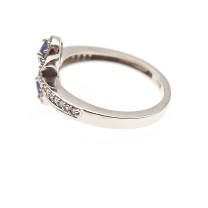 Chuck Clemency 925 Sterling Silver Real Tanzanite & White Topaz Ring Size 8
