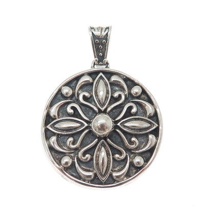 MWS Mark Wasserman Samara Sterling Silver Vintage Mexico Flower Oxidized Pendant