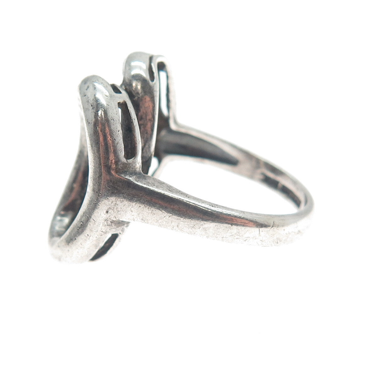 HUBERTUS VON SKAL 925 Sterling Silver Vintage Overlap Letter "O" Ring Size 6.5