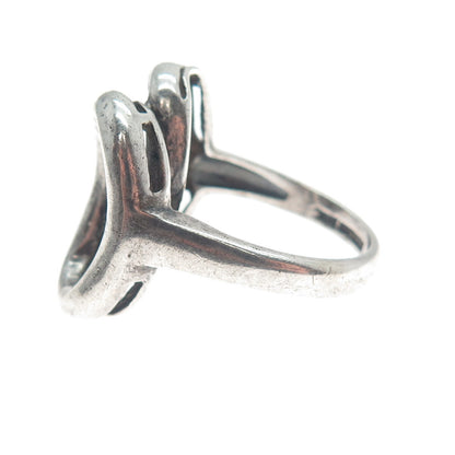 HUBERTUS VON SKAL 925 Sterling Silver Vintage Overlap Letter "O" Ring Size 6.5