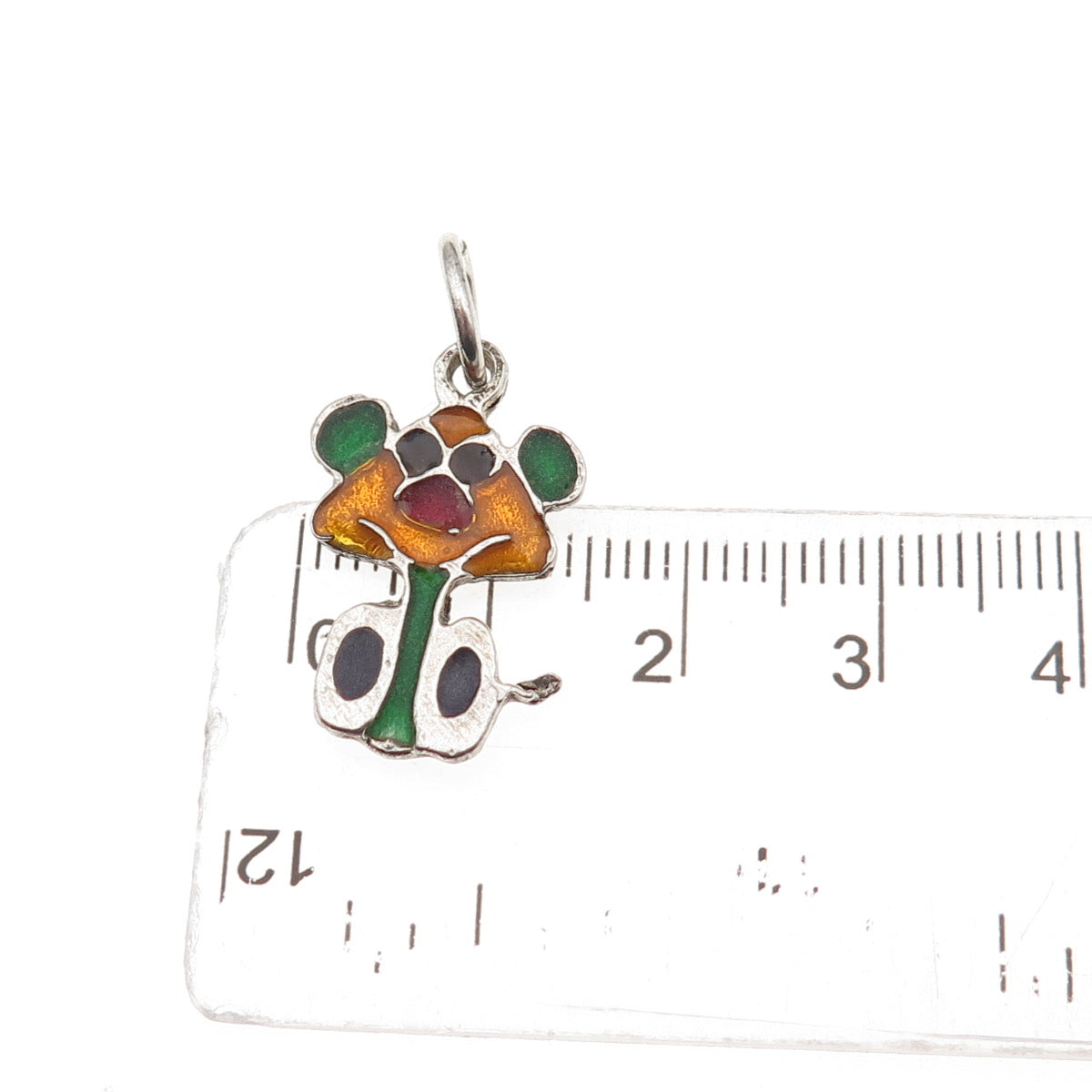 925 Sterling Silver Vintage Enamel Dog Cartoon Character Charm Pendant
