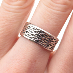 925 Sterling Silver Vintage Infinity Woven Oxidized Band Ring Size 7