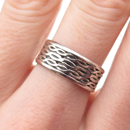 925 Sterling Silver Vintage Infinity Woven Oxidized Band Ring Size 7