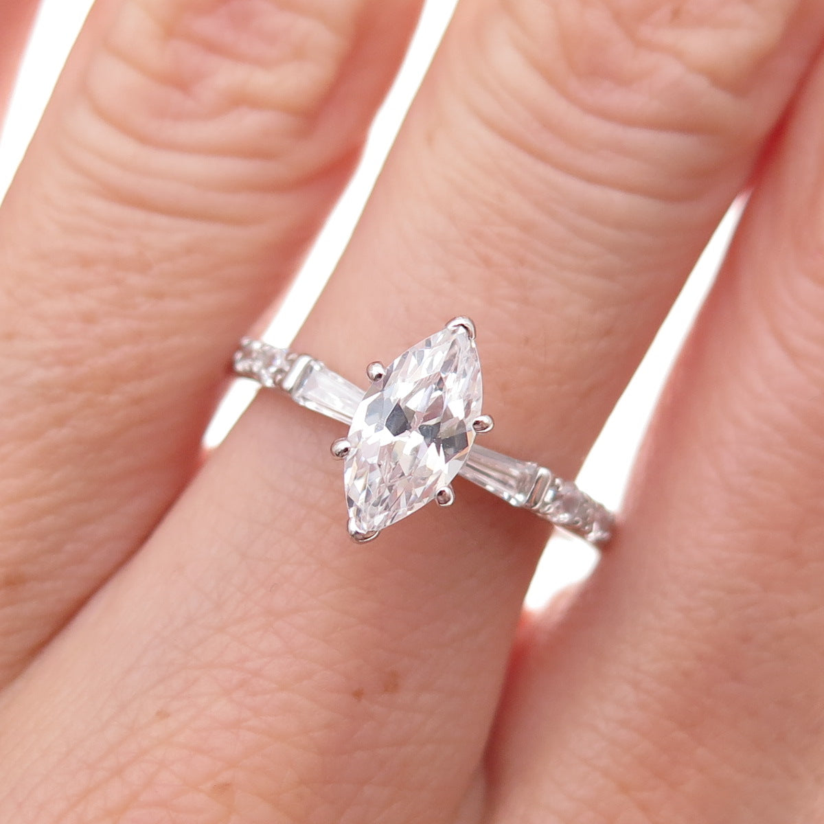 925 Sterling Silver Multi-Cut C Z Engagement Ring Size 8