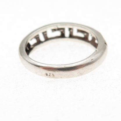 925 Sterling Silver Vintage Greek Key Oxidized Ring Size 6
