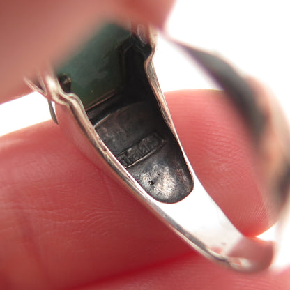 925 Sterling Silver Vintage Real Tyrone Turquoise Swirl Oxidized Ring Size 9.25