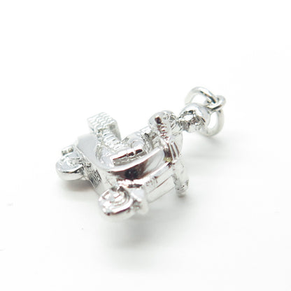 925 Sterling Silver Vintage Bermuda Man On A Motor Scooter Charm Pendant