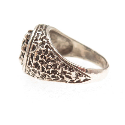 925 Sterling Silver Vintage Sagittarius Zodiac Sign Oxidized Signet Ring Size 11