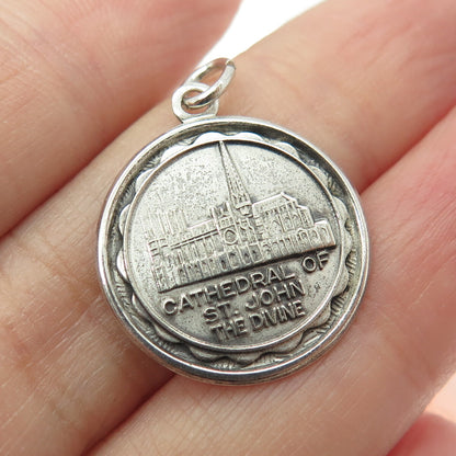 BRUCE 925 Sterling Silver Antique Cathedral of St. John The Divine Charm Pendant