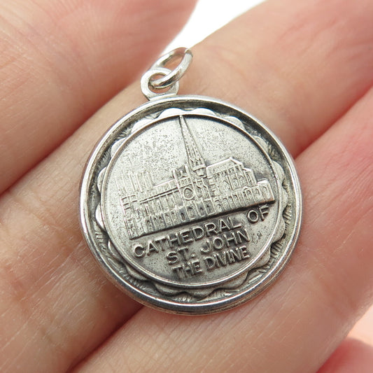 BRUCE 925 Sterling Silver Antique Cathedral of St. John The Divine Charm Pendant