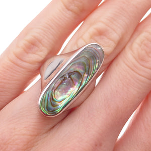 Joseph Cleary 925 Sterling Silver Vintage Real Abalone Shell Ring Size 6.5