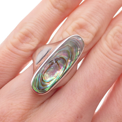 Joseph Cleary 925 Sterling Silver Vintage Real Abalone Shell Ring Size 6.5