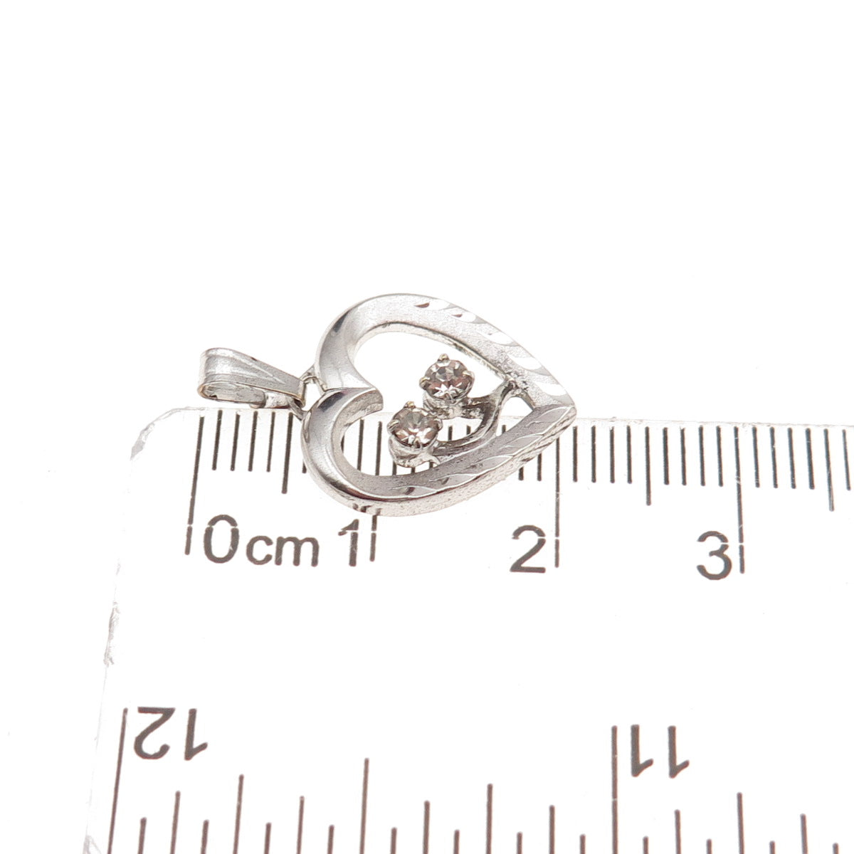 Jerome Fleischer & Co. 925 Sterling Silver Vintage Rhinestone Heart Mini Pendant