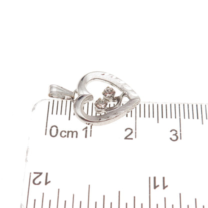 Jerome Fleischer & Co. 925 Sterling Silver Vintage Rhinestone Heart Mini Pendant