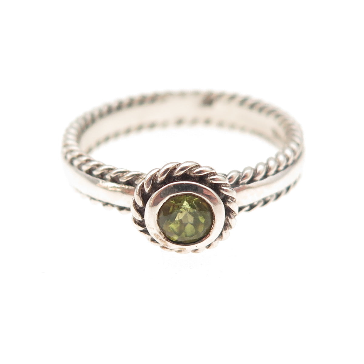 CNA Pranda 925 Sterling Silver Vintage Real Peridot Oxidized Ring Size 7.25