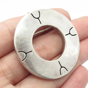 925 Sterling Silver Vintage Open Circle Pin Brooch / Pendant