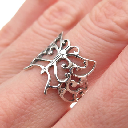 925 Sterling Silver Vintage Butterfly Oxidized Ring Size 6.25